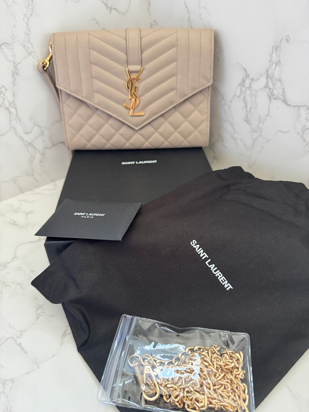 Yves Saint Laurent Envelope Flap Pouch in Mix Matelasse Leather